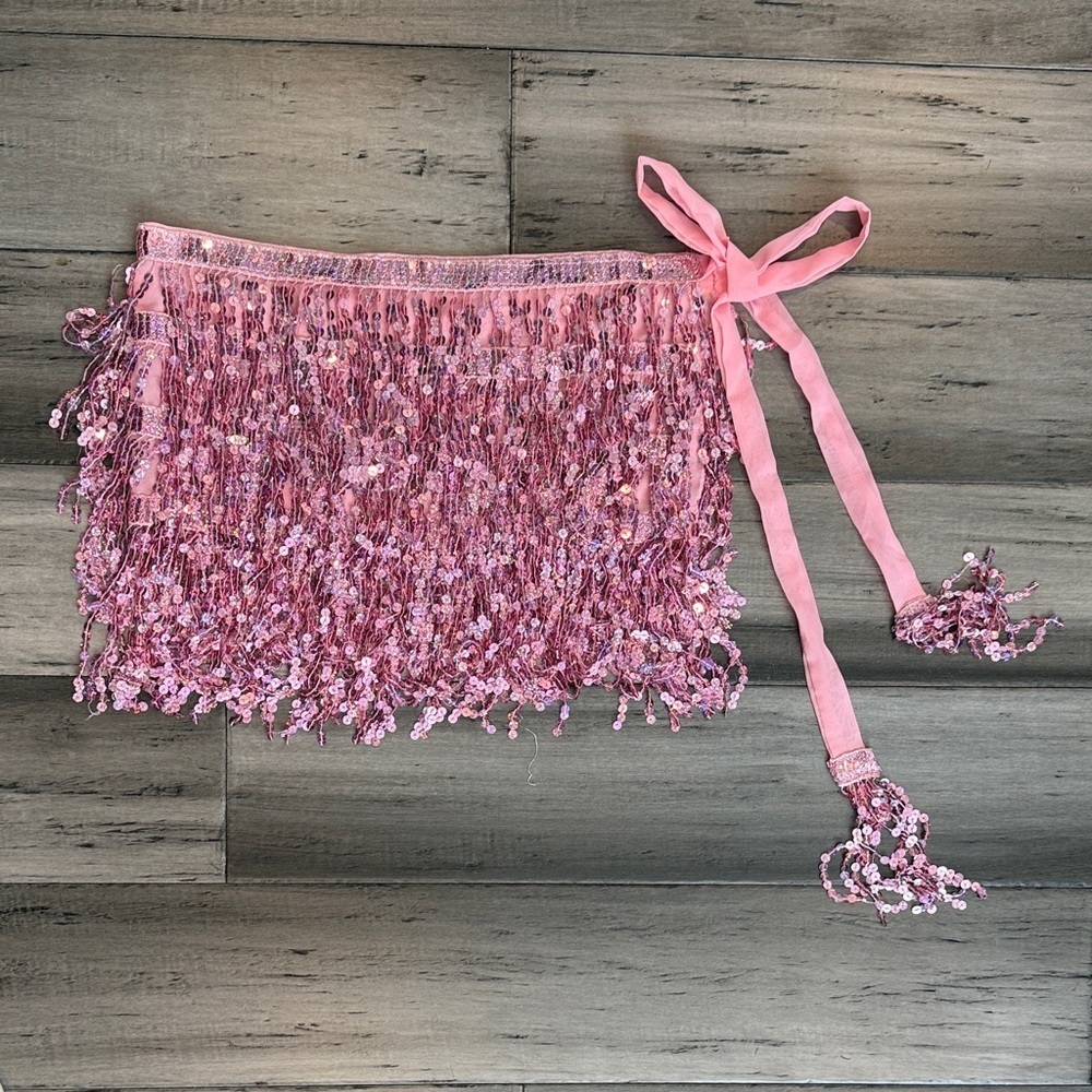 NWOT Pink Sequin Fringe Skirt